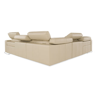 Lamod Italia Nizza - Modern Oyster Leather Sectional + Recliners