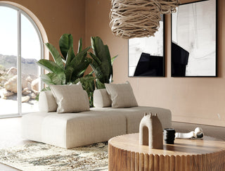 Divani Casa Mondo - Modern Modular Beige Fabric Armless Seat