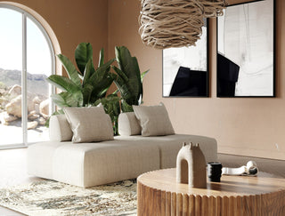Mondo - Modern Modular Beige Fabric Armless Seat