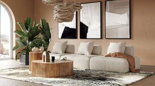 Mondo - Modern Modular Beige Fabric Armless Seat