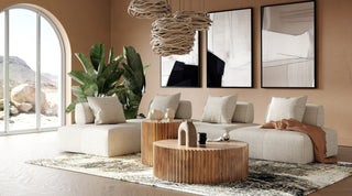 Mondo - Modern Modular Beige Fabric Armless Seat