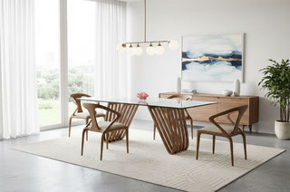 Modrest Draper Mid-Century Walnut & Glass Dining Table