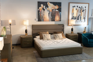 Modrest Lois - Modern Grey Leather & Beige Shagreen Bed