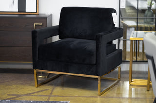 Modrest Edna - Modern Black Velvet & Gold Accent Chair