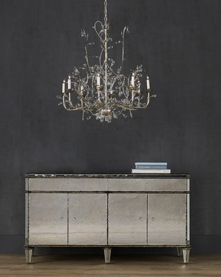 Crystal Bud Large Silver Chandelier