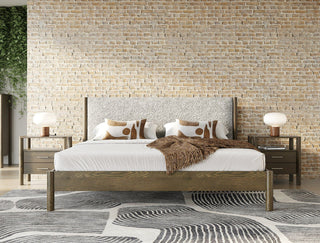 Modrest Carolina - Modern Grey Fabric + Wenge Bed
