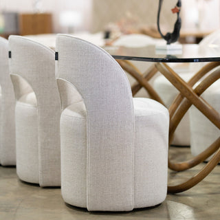 Modrest Gordon - Modern Cream Fabric Swivel Dining Chair