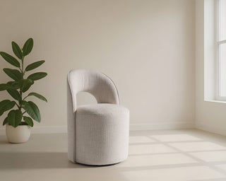 Modrest Gordon - Modern Cream Fabric Swivel Dining Chair