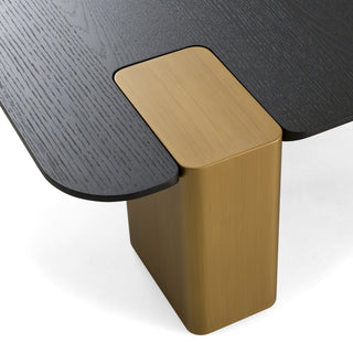 Modrest Harold - Modern Black + Brushed Gold Oak Square Nesting Coffee Table Set