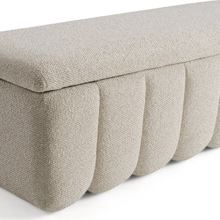 Modrest Harris - Modern Off-White Fabric Bench w/ Storage