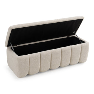 Modrest Harris - Modern Off-White Fabric Bench w/ Storage