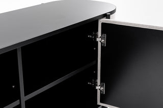 Modrest Hobart - Modern Beige Fabric & Black Metal Buffet