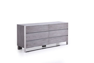 Arlene Modern Grey Elm & Stainless Steel Bedroom Set