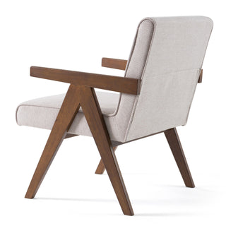 Modrest Joseline - Modern Beige Fabric + Walnut Accent Chair (Set of 2)