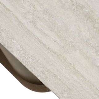 Lamod Kiefer - Modern Faux Travertine Ceramic + Bronze Console Table