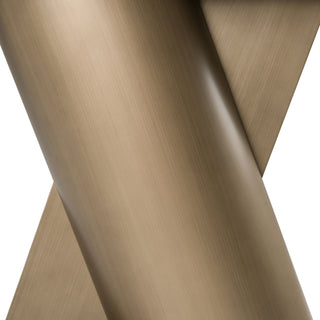 Lamod Kiefer - Modern Faux Travertine Ceramic + Bronze Console Table