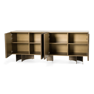 Lamod Kiefer - Modern Faux Travertine Ceramic + Bronze Buffet