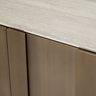 Lamod Kiefer - Modern Faux Travertine Ceramic + Bronze Buffet