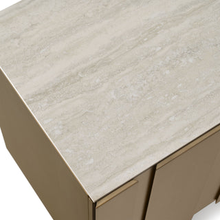 Lamod Kiefer - Modern Faux Travertine Ceramic + Bronze Buffet