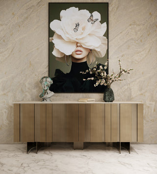 Lamod Kiefer - Modern Faux Travertine Ceramic + Bronze Buffet