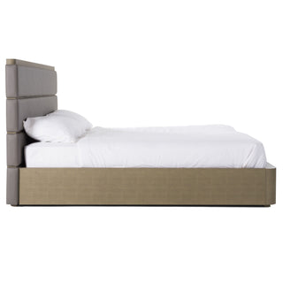 Modrest Lois - Modern Grey Leather & Beige Shagreen Bed