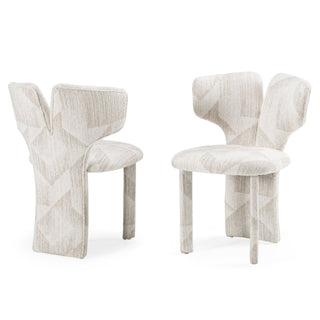 Modrest Masuda - Modern Beige Pattern Fabric Dining Chair (Set of 2)