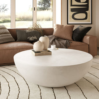 Modrest Bronte - Modern White Concrete Round Coffee Table