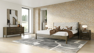 Modrest Carolina - Modern Grey Fabric + Wenge Bed