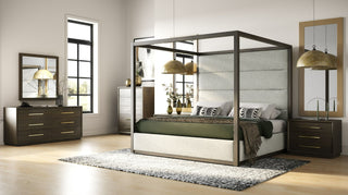 Modrest Manhattan - Contemporary Canopy Brown Oak Bed