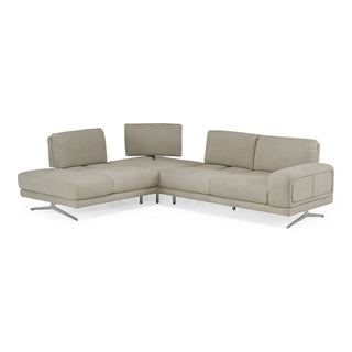 Mood - Italian Light Grey Leather Left Facing Sectional Sofa