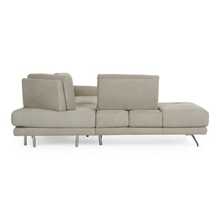 Mood - Italian Light Grey Leather Left Facing Sectional Sofa
