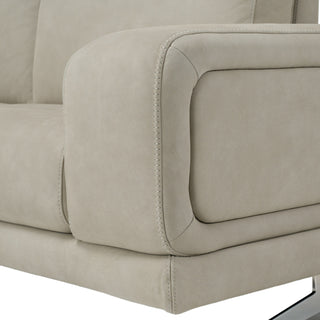 Mood - Italian Light Grey Leather Left Facing Sectional Sofa