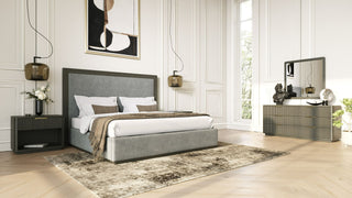 Nova Domus Santa Barbara - Modern Grey Fabric + Grey Wash Bed