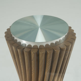 Modrest Ocasio - Modern Glass + Walnut Round Dining Table