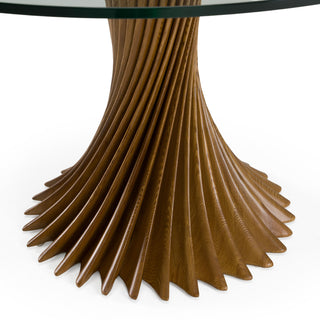 Modrest Ocasio - Modern Glass + Walnut Round Dining Table