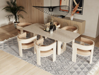 Nova Domus Osaka - Modern Faux Marble + Natural Ash Dining Table