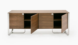 Modrest Pauline- Modern Walnut and Stainless Steel Sideboard Buffet