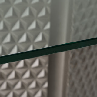 Lamod Raphael - Modern Glass + Silver Dining Table