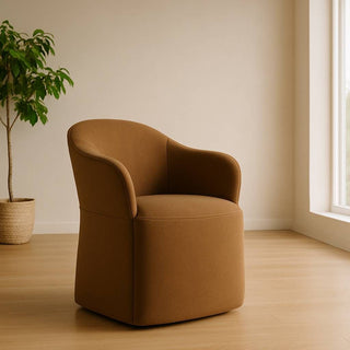 Modrest Timothy - Modern Brown Fabric Dining Chair w/ Castor Wheels