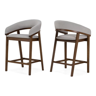 Truman - Mid-Century Modern Grey + Walnut Counter Chair (Set of 2)