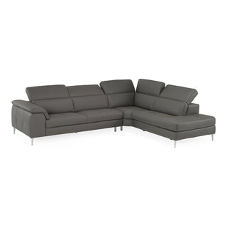 Viola - Italian Contemporary Blue-Grey Leather Right Facing Sectional Sofa
