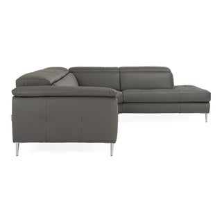 Viola - Italian Contemporary Blue-Grey Leather Right Facing Sectional Sofa
