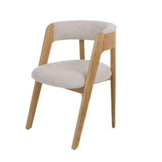 Modrest Vegas - Modern Cream Fabric + Natural Oak Dining Chair (Set of 2)