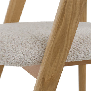Modrest Vegas - Modern Cream Fabric + Natural Oak Dining Chair (Set of 2)