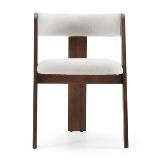 Modrest Washington - Modern Cream Fabric + Brown Oak Dining Chair (Set of 2)