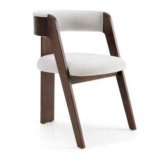 Modrest Washington - Modern Cream Fabric + Brown Oak Dining Chair (Set of 2)