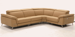 Mini Wonder - Italian Modern Deserto Leather Sectional Sofa with Right Facing Recliner