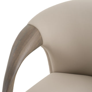 Modrest Wynetta Mid-Century Modern Grey Vegan Leather + Grey Ash Dining Chair