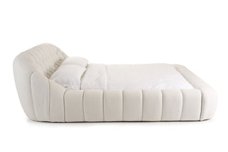 Yolonda - Modern Off-White Fabric Queen Bed